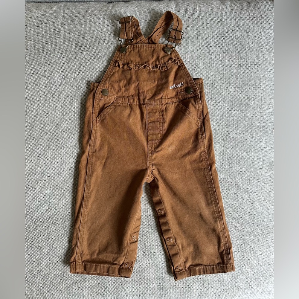 Carhartt Girls 12M Canvas Ruffle Overalls